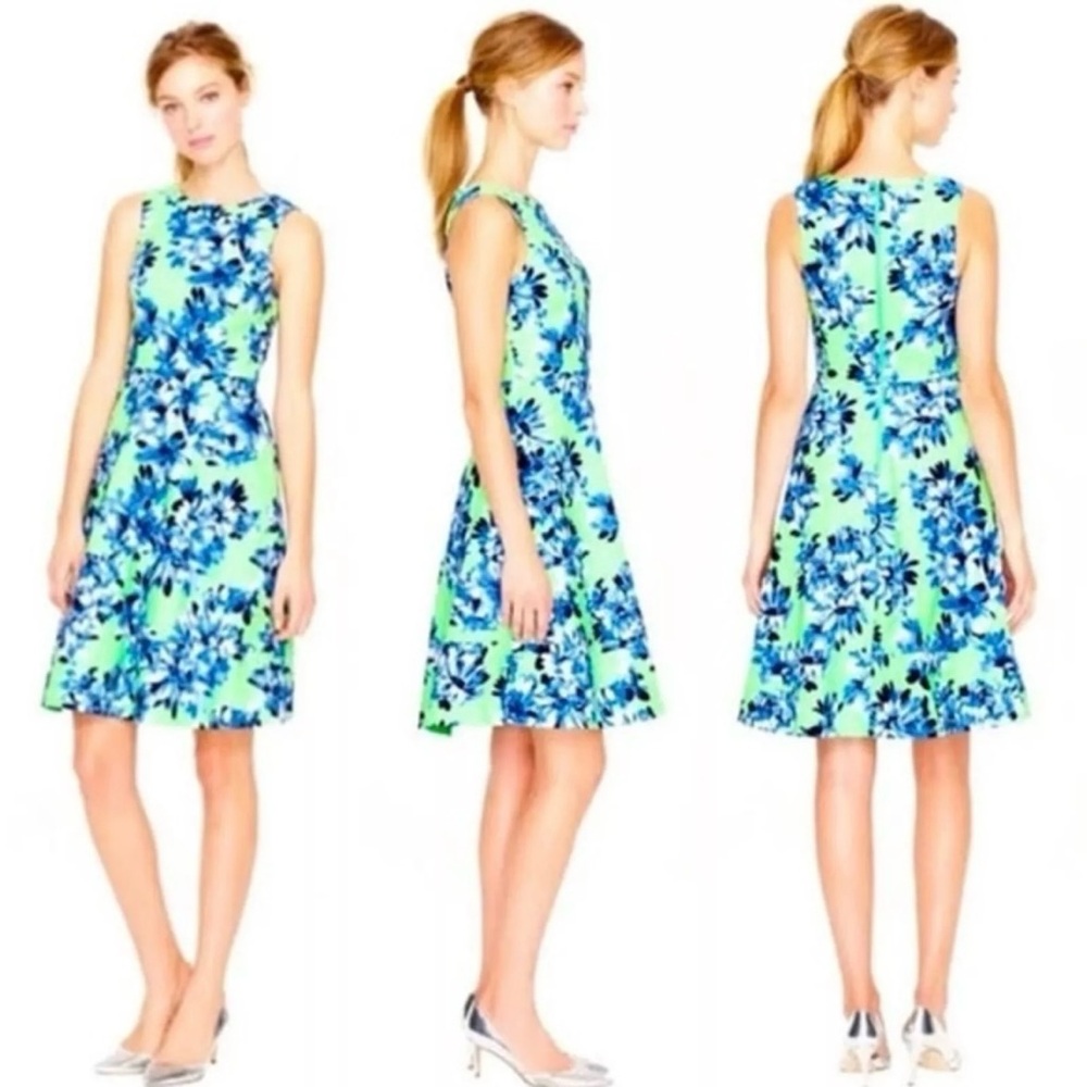 J.CREW Green and Blue Floral Sleeveless Dress Size 6